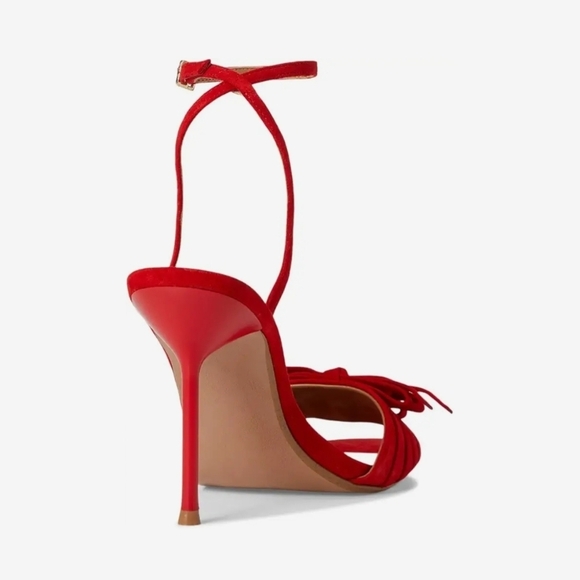 ❤️🔹️Steve Madden🔹️ Porsha Red Suede Ankle Strap Heels - Picture 4 of 6